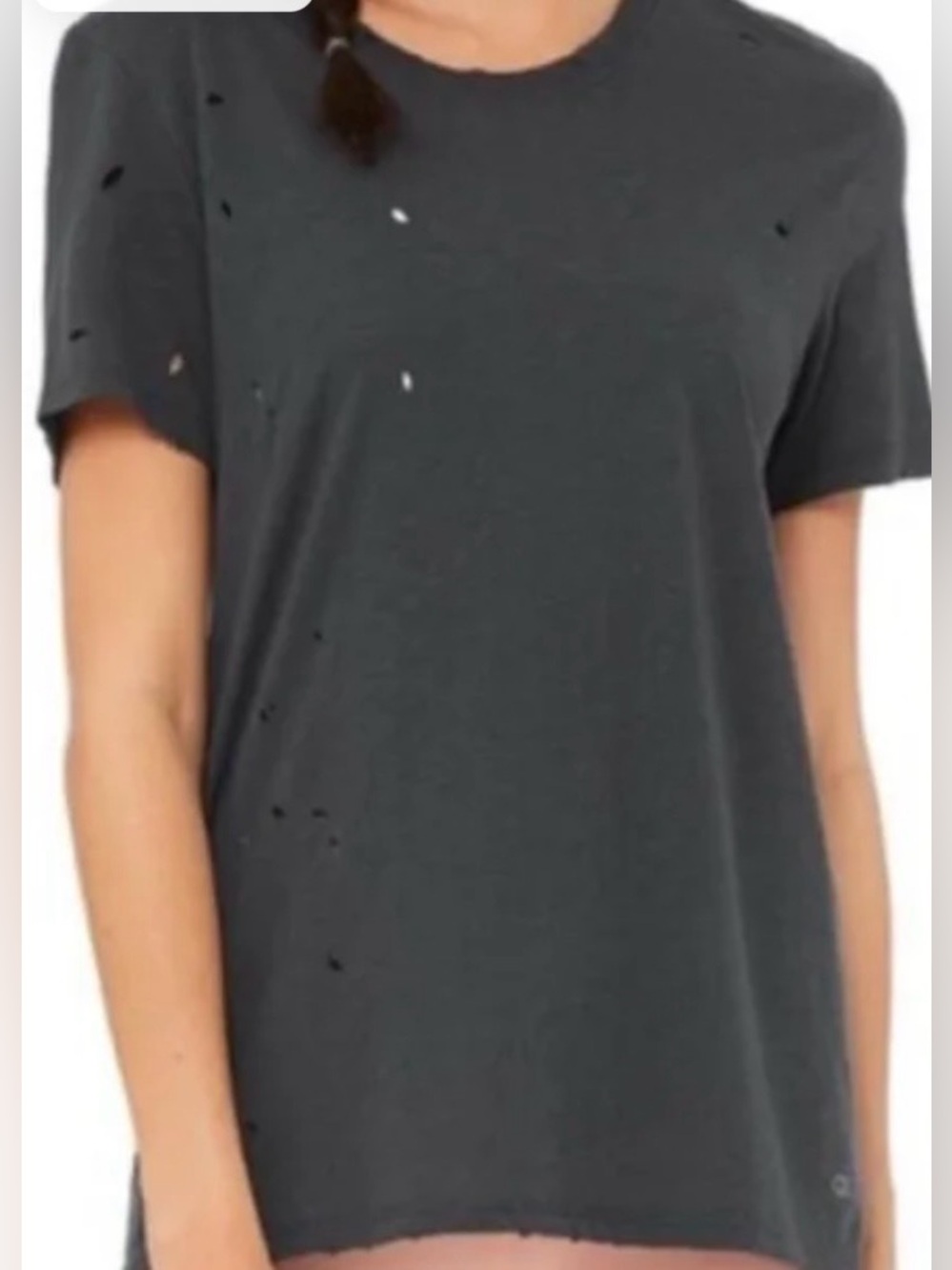 ALO Yoga Women’s Cotton Short Sleeve Crewneck T-Shirt Top Black Basic XS